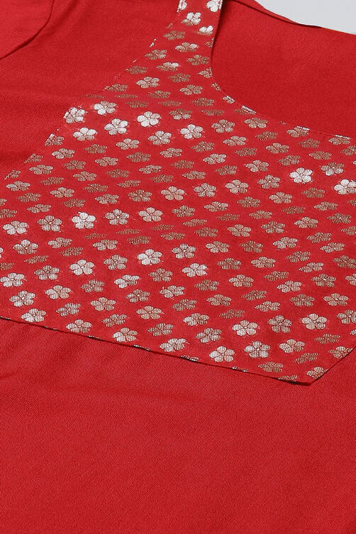 Red Solid Straight Suit Set image number 1
